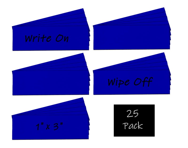MV Magna Visual Magna Visual 1" x 3" Blue Pre-Cut Write On Wipe Off Magnetic Strips 25 Pack - Image 2